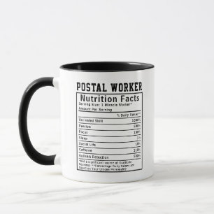 Mug Cadeau drôle pour les facteurs avec faits nutritio