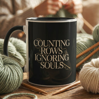 Mug Cadeau drôle pour tricoteuse Compter les rangs en