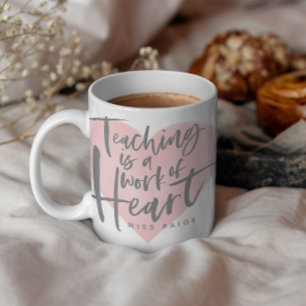 Mug Cadeau enseignant aquarelle coeur