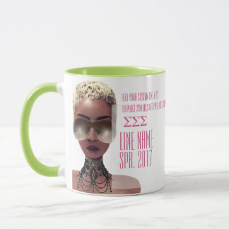 Mug Cadeau grec fait sur commande rose et vert de