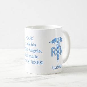 Mug Cadeau infirmière RN - Personnaliser - Bleu