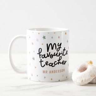 Mug Cadeau moderne coloré préféré professeur star 