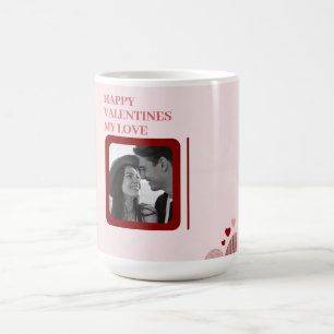 Mug Cadeau moderne de la Saint-Valentin rouge et rose 