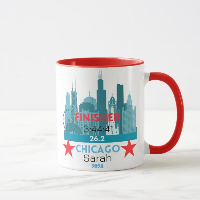 Mug Cadeau Personnalisé Chicago Marathon 2024 Pour Cou (Droite)