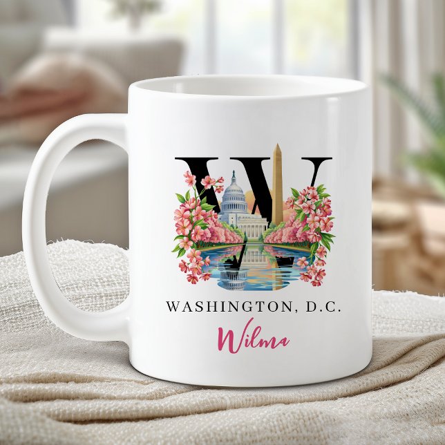 Mug Cadeau personnalisé lettre W monogramme Washington (Washington DC Monogram Letter W Personalized Gift Coffee Mug)