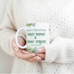 Mug Cadeau Personnalisé Mariage Eucalyptus Anniversair