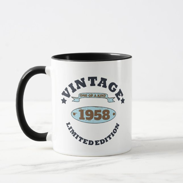 Mug Cadeau personnalisé vintage 65e anniversaire (Gauche)