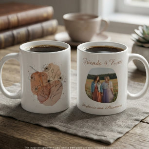 Mug Cadeau photo de meilleure amie avec art floral aqu