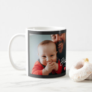 Mug Cadeau Photo Script Fun Papa Coeur Établie