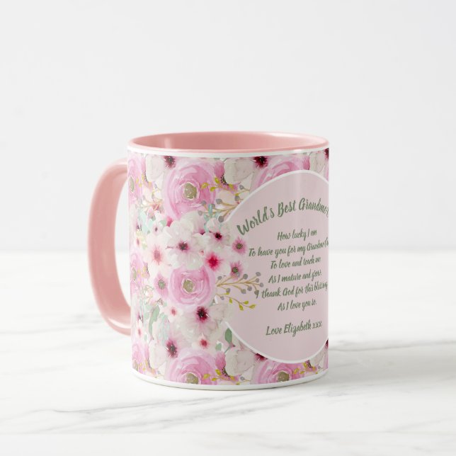 Mug CADEAU - Poèmes grand-mère de petits-enfants - PER (Devant gauche)