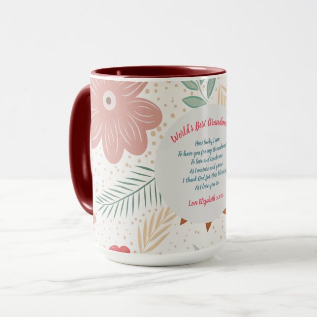 Mug CADEAU - Poèmes grand-mère de petits-enfants - PER (Devant gauche)