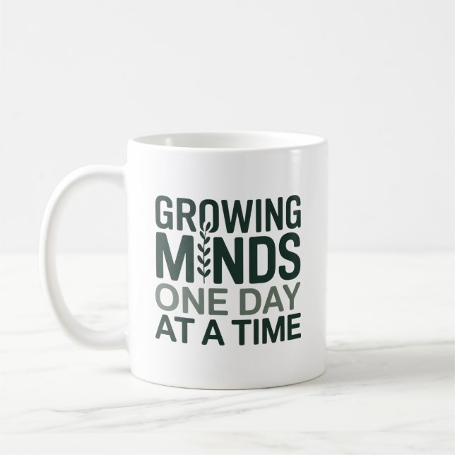 Mug Cadeau pour enseignant Croissance des esprits un j (Gauche)