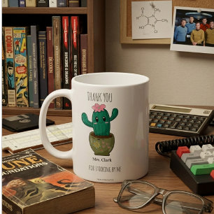 Mug Cadeau pour enseignant minimaliste Cactus Esthétiq