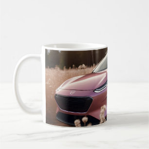 Mug Cadeau pour femme de voiture EV rose en champ sec