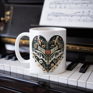 Mug Cadeau pour l'amoureux de la musique au piano cœur