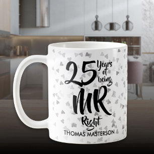Mug Cadeau pour les 25 ans de mariage - coeurs confett