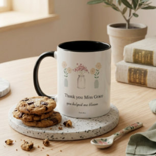 Mug Cadeau pour les enseignants Merci Fleurir Café Min