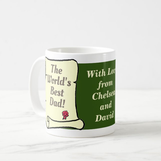 Mug Cadeau pour papa à personnaliser. (Devant gauche)