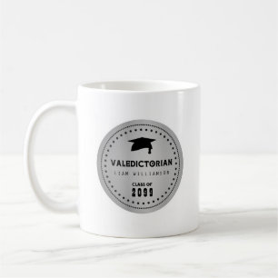 Mug Cadeau Valedictorian personnalisé, noir et argent