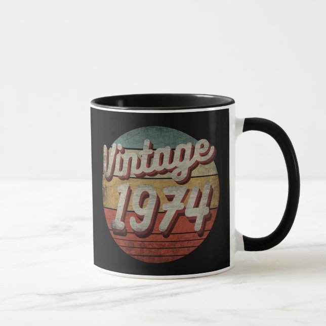 Mug CADEAU vintage 1974 HOMMES FEMMES D'ANNIVERSAIRE (Droite)