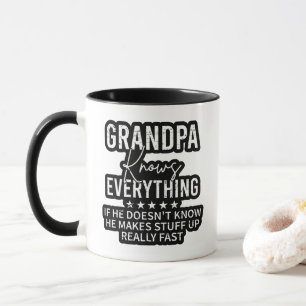 Mug Cadeau Vintage Drôle de Grand-Père Sait Tout