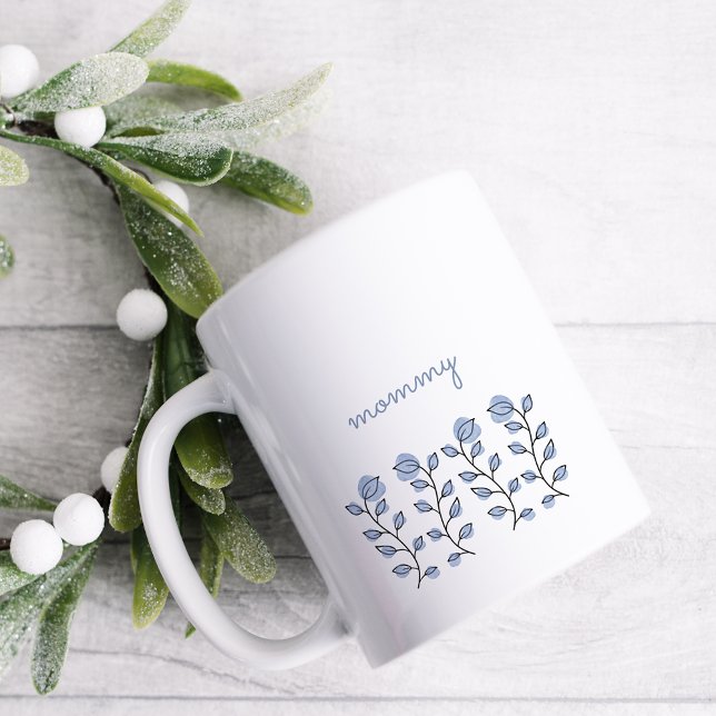 Mug Cadeaux d'aquarelle florale (bleu) (Créateur téléchargé)