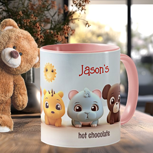 Mug Cadeaux de chiens mignons Whimsical pour les enfan (Personalized mug featuring illustrations of cute whimsical dogs in lovely pastel colors)