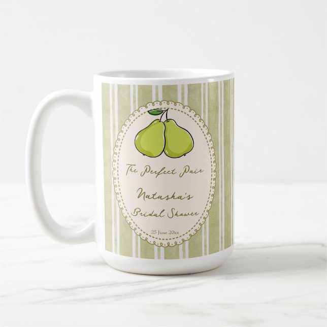 Mug Cadeaux de faveur de douche de mariée de poire de  (Gauche)