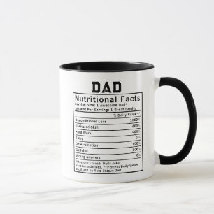Mug Cadeaux de fête des pères Faits nutritionnels pour
