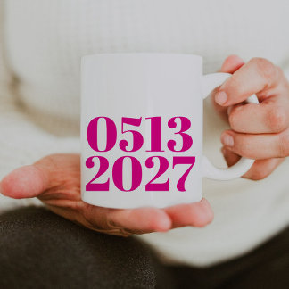 Mug Cadeaux de Fiançailles de date Mariage rose chaud