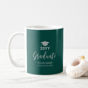 Mug Cadeaux de graduation personnalisés argent et vert