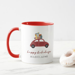 Mug Cadeaux de Noël Voiture Rouge Votre nom Joyeux Vac