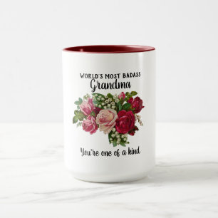 Mug Cadeaux grand-mère - Badass Un d'un genre - Floral