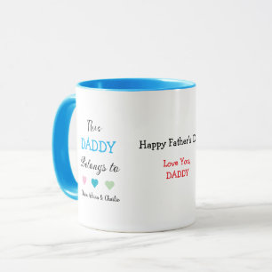 Mug Cadeaux Personnalisés Cœurs Mignons Noms de Enfant