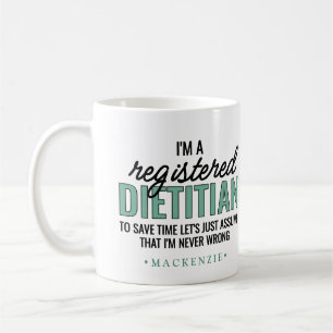 Mug Cadeaux Personnalisés Drôles pour Diététiste RD