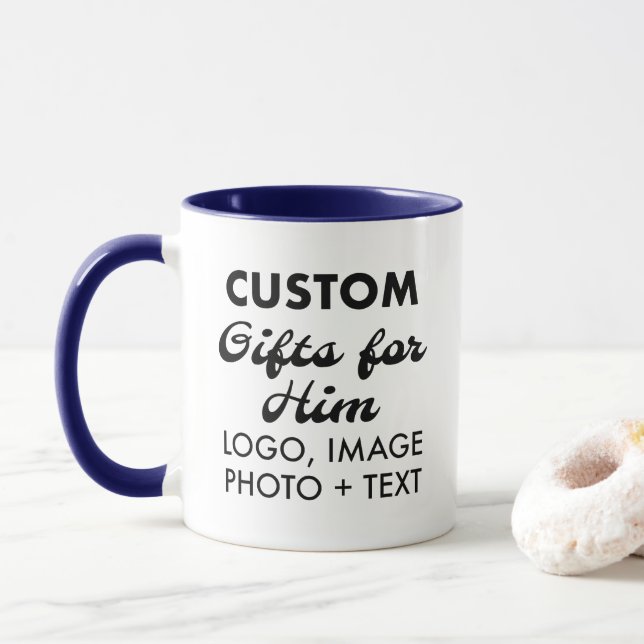 Mug Cadeaux personnalisés pour lui Marine Blue Combo M (Avec donut)