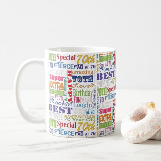 Mug Cadeaux Uniques Et Spéciaux 70e Anniversaire (Avec donut)