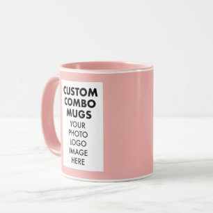 Mug Cadre de portrait rose 4:6 2 x photo personnalisé 
