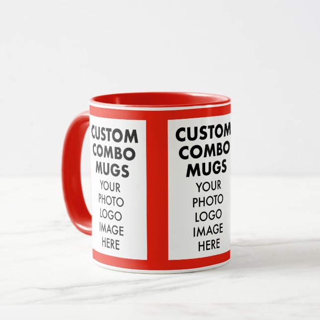 Mug Cadre de portrait Rouge 4:6 3 x Photo Combo person (Devant gauche)