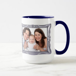 Mug Cadre en argent fantaisie Ajouter une photo ici