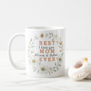 Mug Cadre floral avec I Love You & Children's Names -