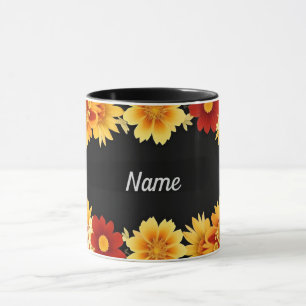 Mug Cadre floral romantique Bordure de fleurs esthétiq