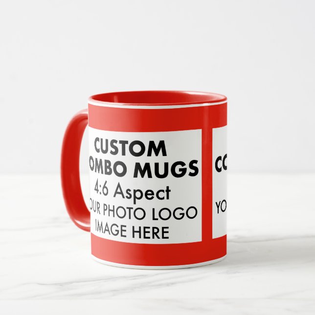 Mug Cadre personnalisé Combo Rouge 4:6 Paysage 2 x Pho (Devant gauche)