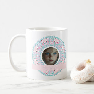Mug Cadre personnalisé Pastel rose et bleu Mandala