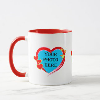 Mug Cadre photo en forme de cœur modèle personnalisé