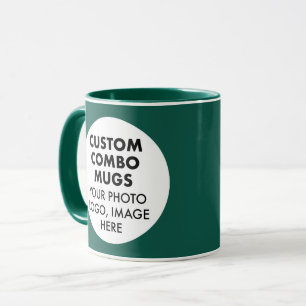 Mug Cadre Rond 2 Photo Logo Chasseur Vert Combo Person