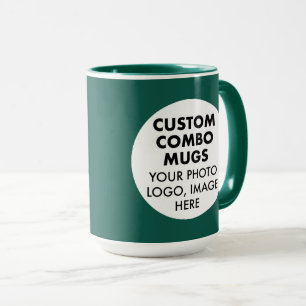 Mug Cadre Rond 2x Photo Logo Grand Vert Combo Personna
