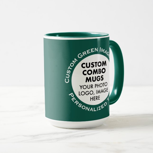 Mug Cadre rond 2x Texte photo grand vert combo personn (Devant droit)