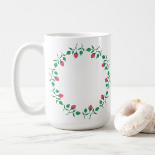 Mug Cadre rond fleuri avec fleurs roses