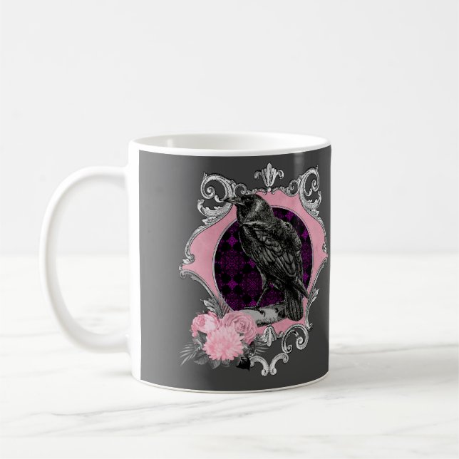Mug Cadre Rose Goth Raven (Gauche)